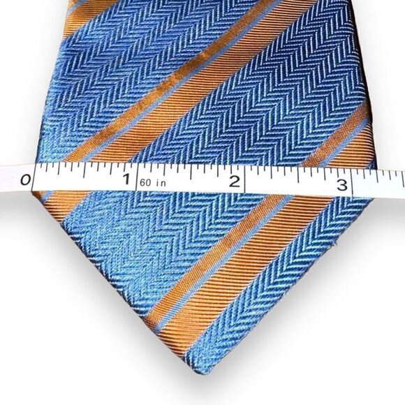 Italo Ferrelli Silvimarina Blue & Orange Handmade 100% Silk Tie - Picture 2 of 9
